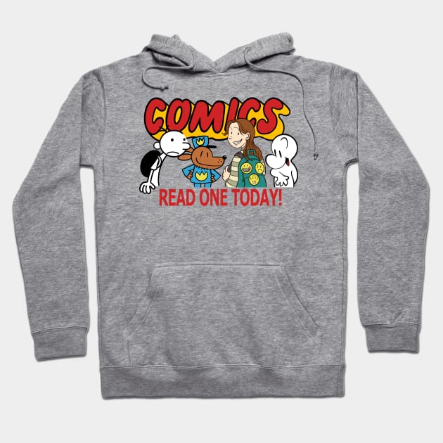 Comics Read One Today (Kids Edition) Hoodie by dumb stuff, fun stuff